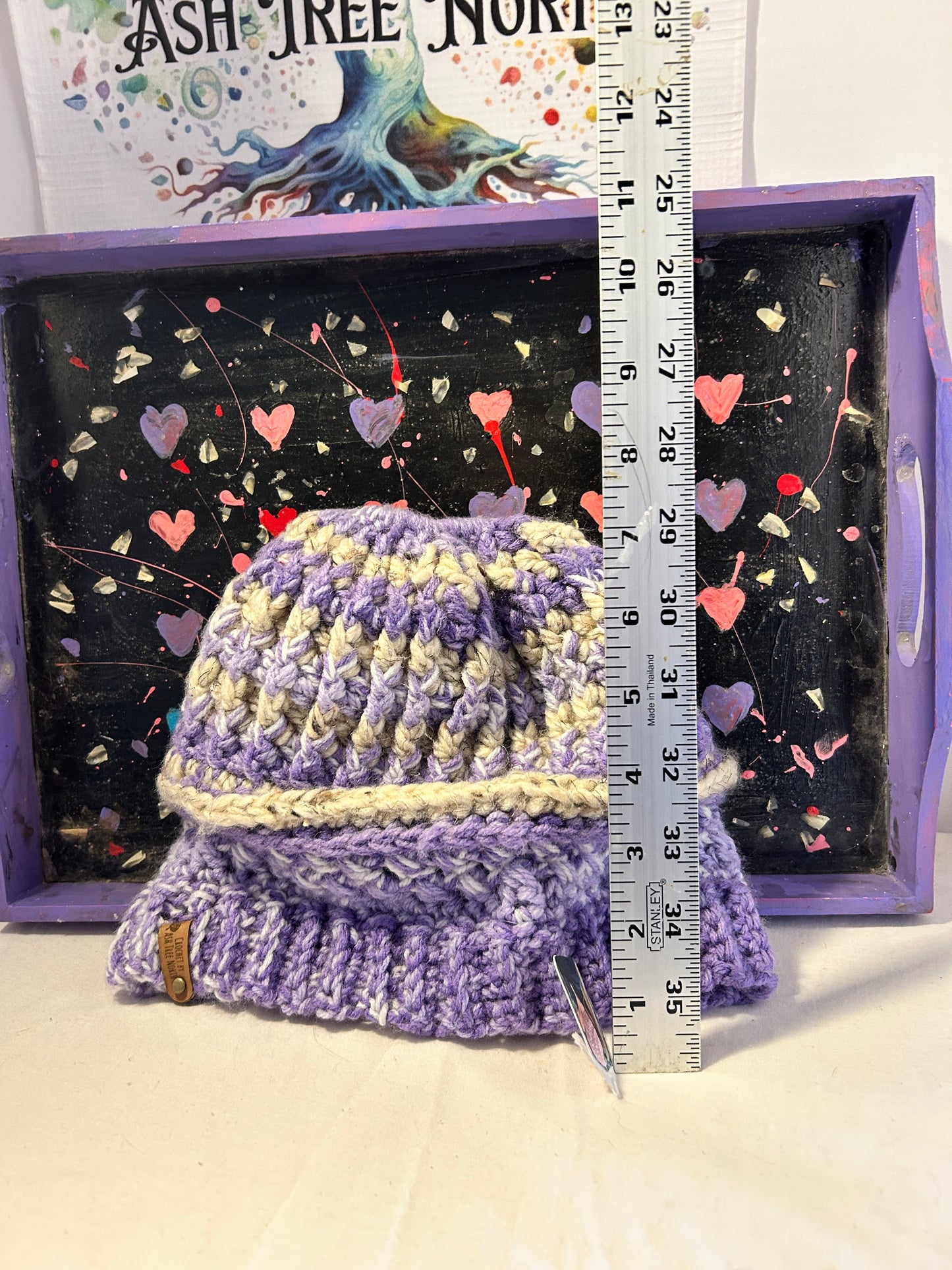 Purples wool pony hat adult size