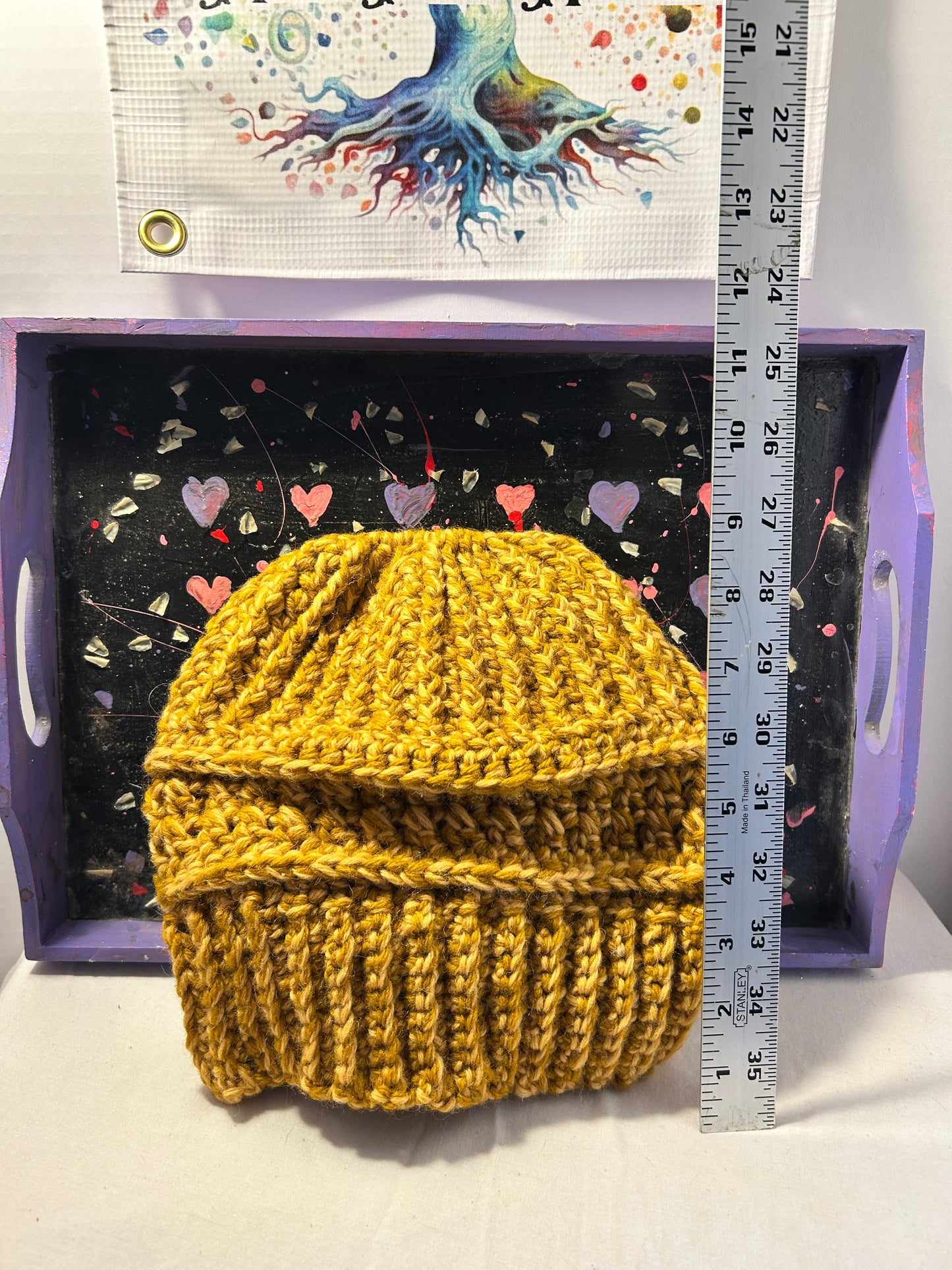 Wool ponytail hat adult size