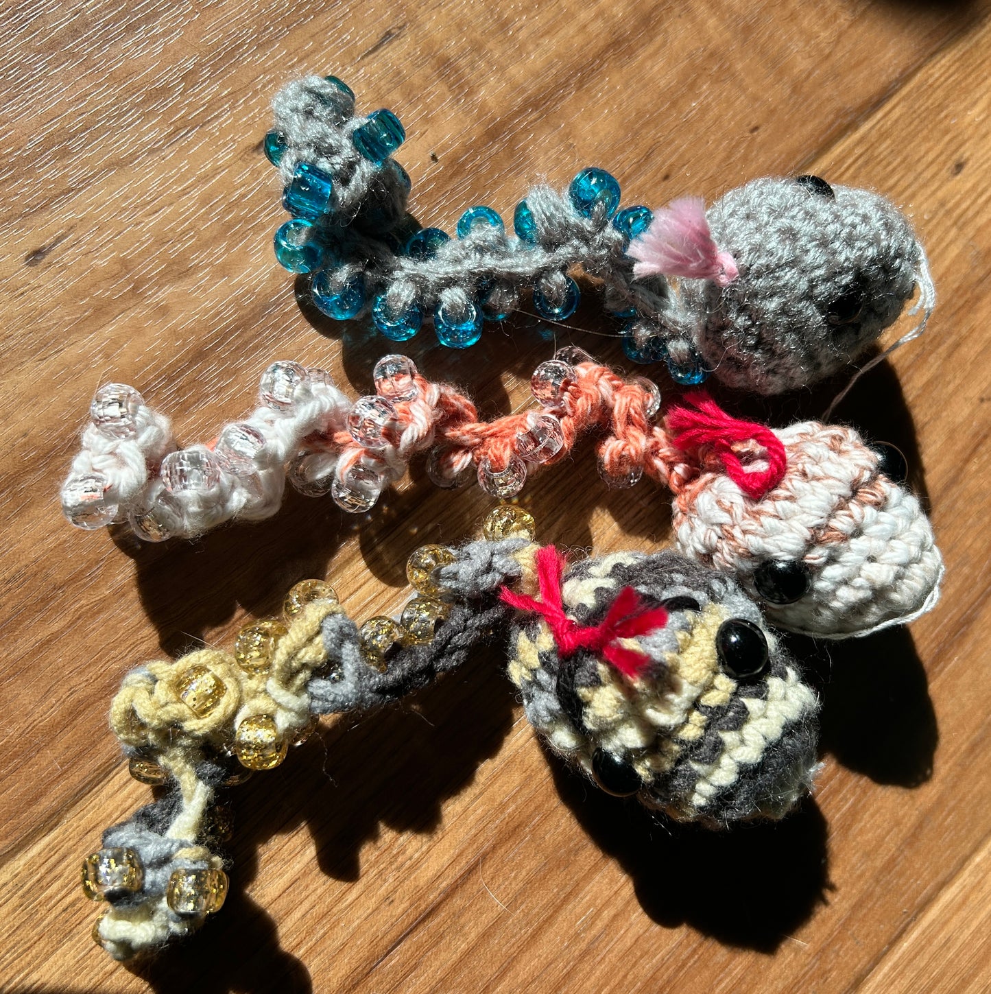 Crochet beaded fidget snake