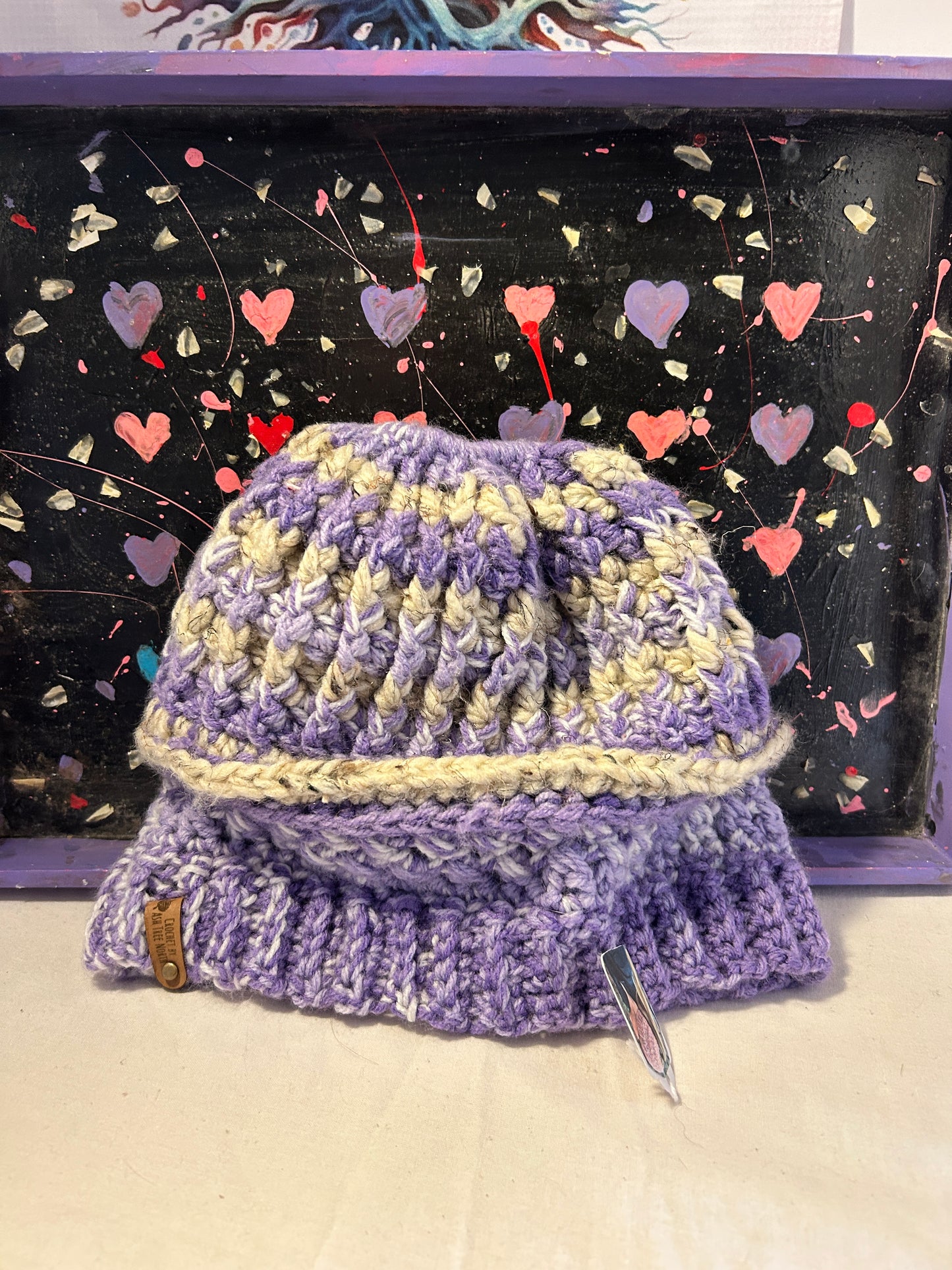 Purples wool pony hat adult size